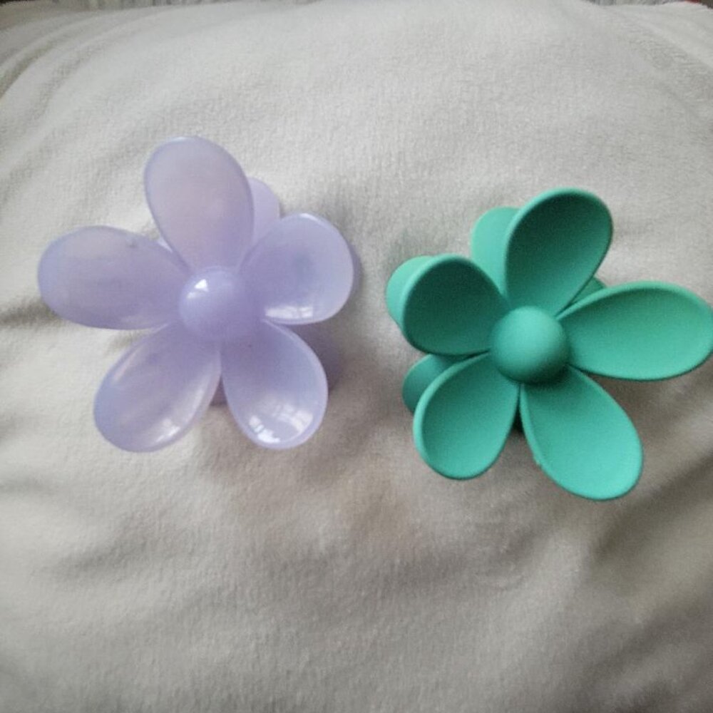 GIMME Daisy Claw Clip Duo - Matte Green & Translucent Purple